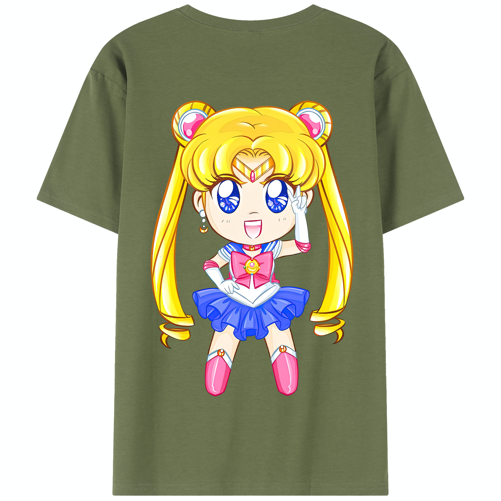 （画像用） 美少女戦士セーラームーン 月野 うさぎ つきの うさぎ Sailor Moon Tsukino Usagi 綿100％半袖Tシャツ（背面プリント）